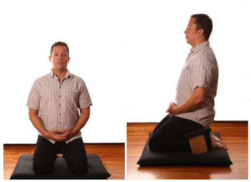 Seiza meditation posture with seiza bench